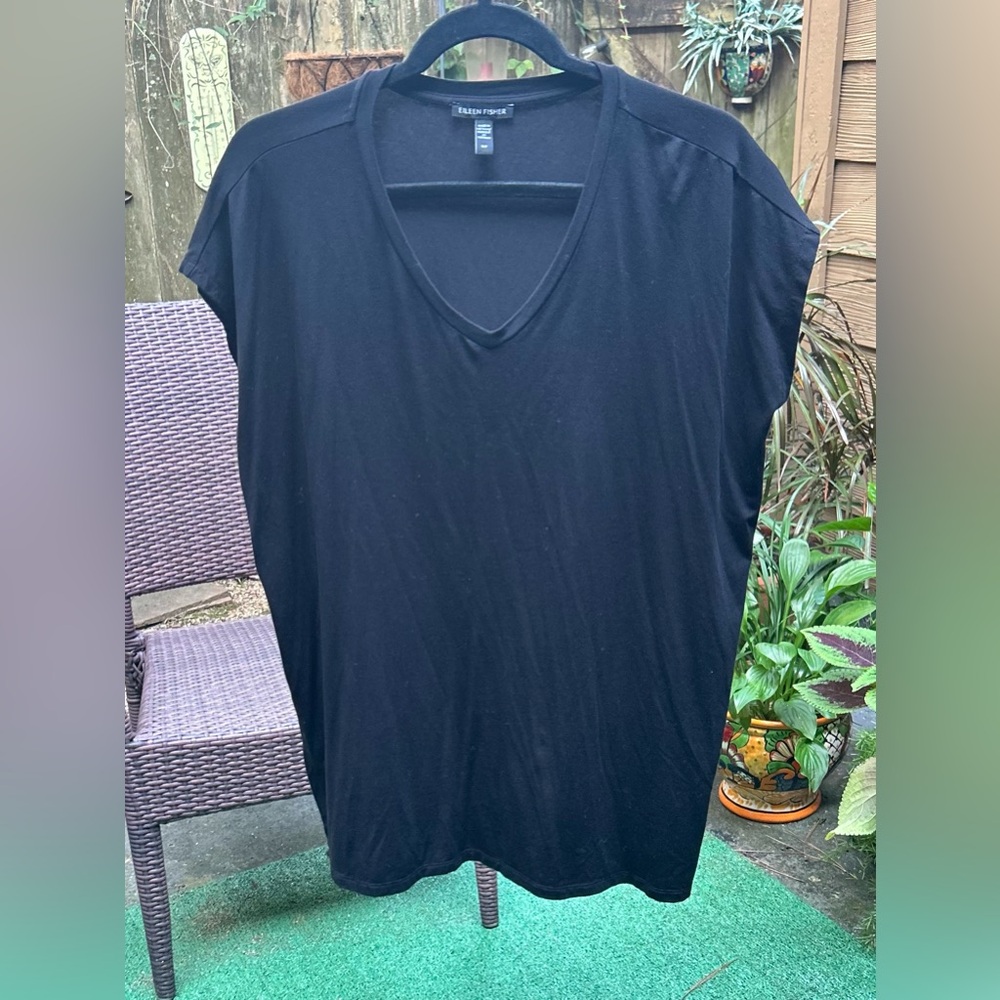 Eileen Fisher Black V-Neck Top